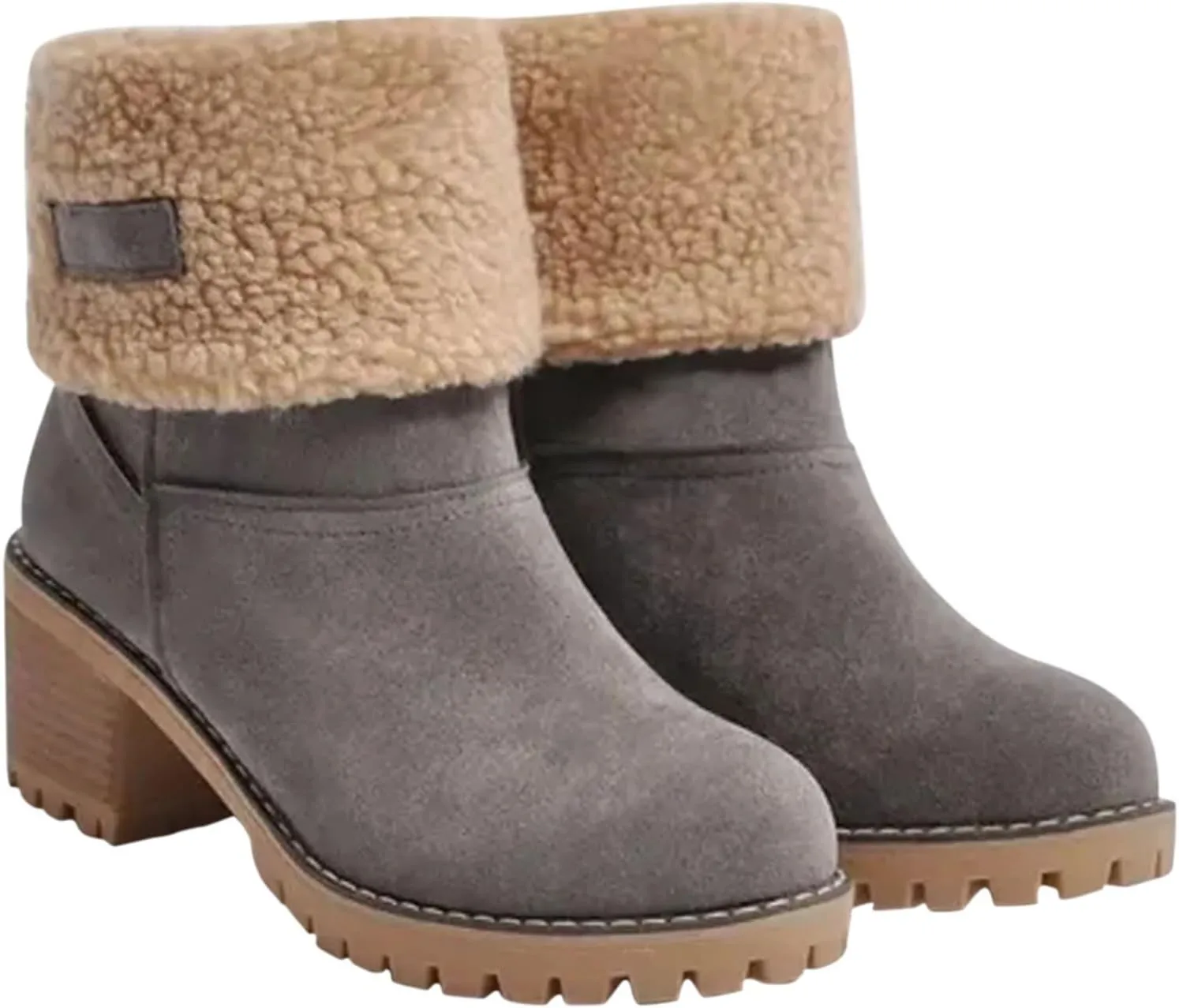 Winter Boots For Women Comfortable Slip On Mid Chunky Heel Suede Warm Snow Ankle Boots Outdoor Shoes Horseback Riding Boots for Women Calf High Size9
