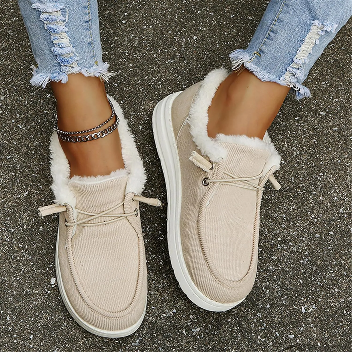 Winter Boots For Women Warm Snow Ankle Booties Slip On Outdoor Fur Lined Comfortable Fashion Casual Loafers Shoes
