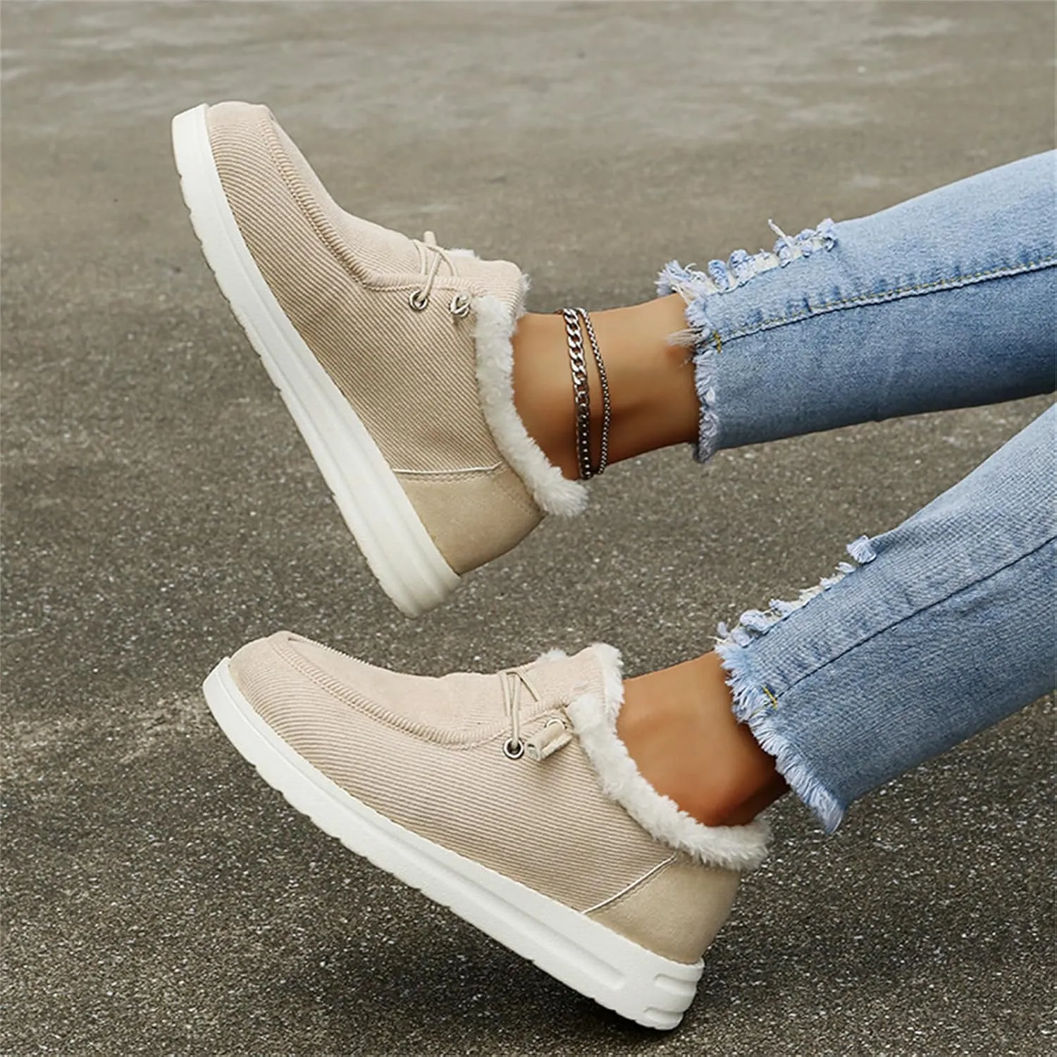 Winter Boots For Women Warm Snow Ankle Booties Slip On Outdoor Fur Lined Comfortable Fashion Casual Loafers Shoes