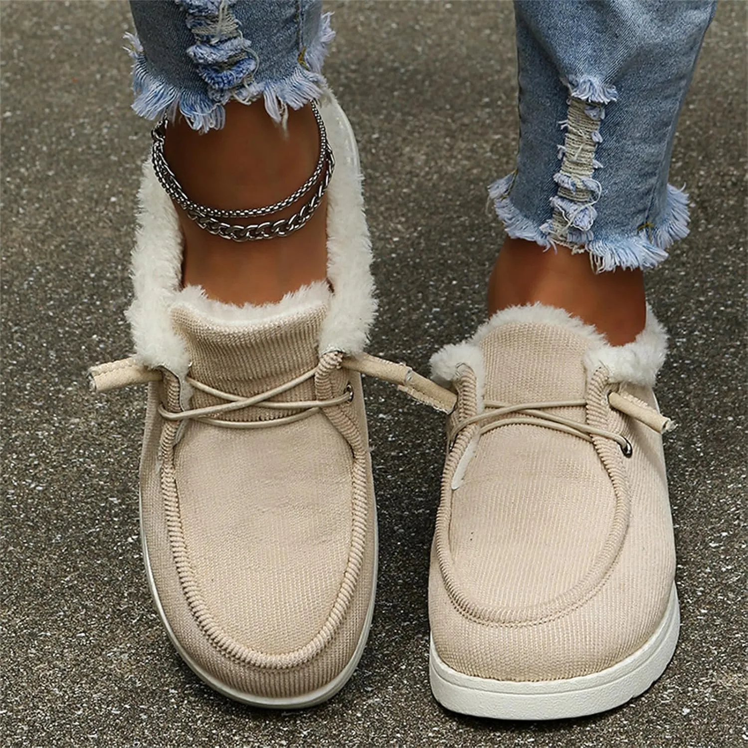 Winter Boots For Women Warm Snow Ankle Booties Slip On Outdoor Fur Lined Comfortable Fashion Casual Loafers Shoes