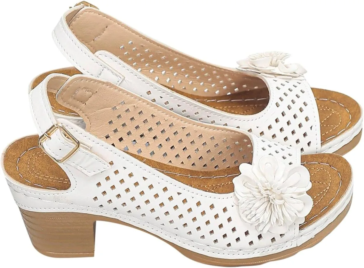 Women Comfy Casual Shoe Open Toe Hollow Flower Wedge Heel Slippers Sandals Flip Flops Women 8 Sandals