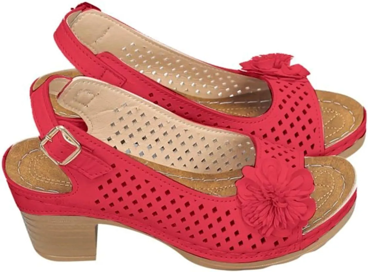 Women Comfy Casual Shoe Open Toe Hollow Flower Wedge Heel Slippers Sandals Flip Flops Women 8 Sandals