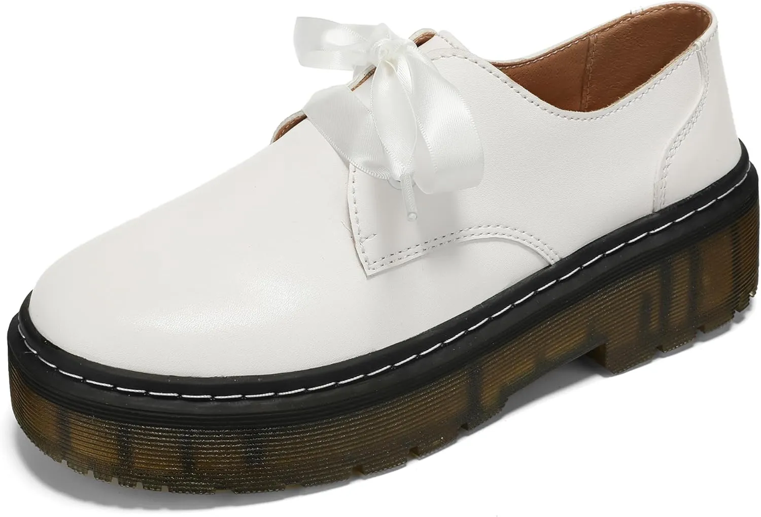 Women Lace-up Platform Chunky Loafers Classic Lug Sole Oxford Shoes Business Work Office Dress Shoes