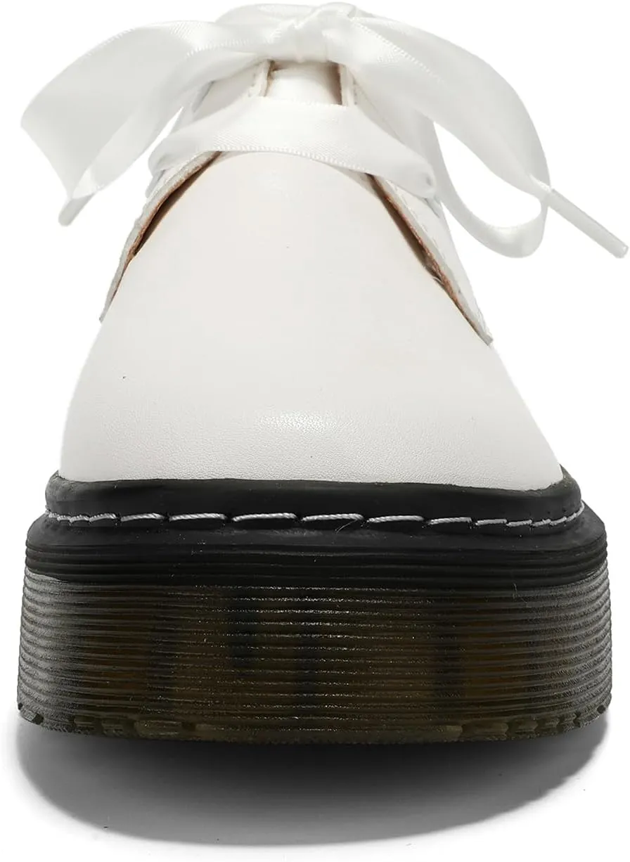 Women Lace-up Platform Chunky Loafers Classic Lug Sole Oxford Shoes Business Work Office Dress Shoes
