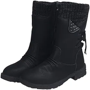 Women Mid Calf Snow Boots Fall Winter Anti-slip Walking Bootie Shoes Zipper Suede Boot Fashion Slouch Flat Booties