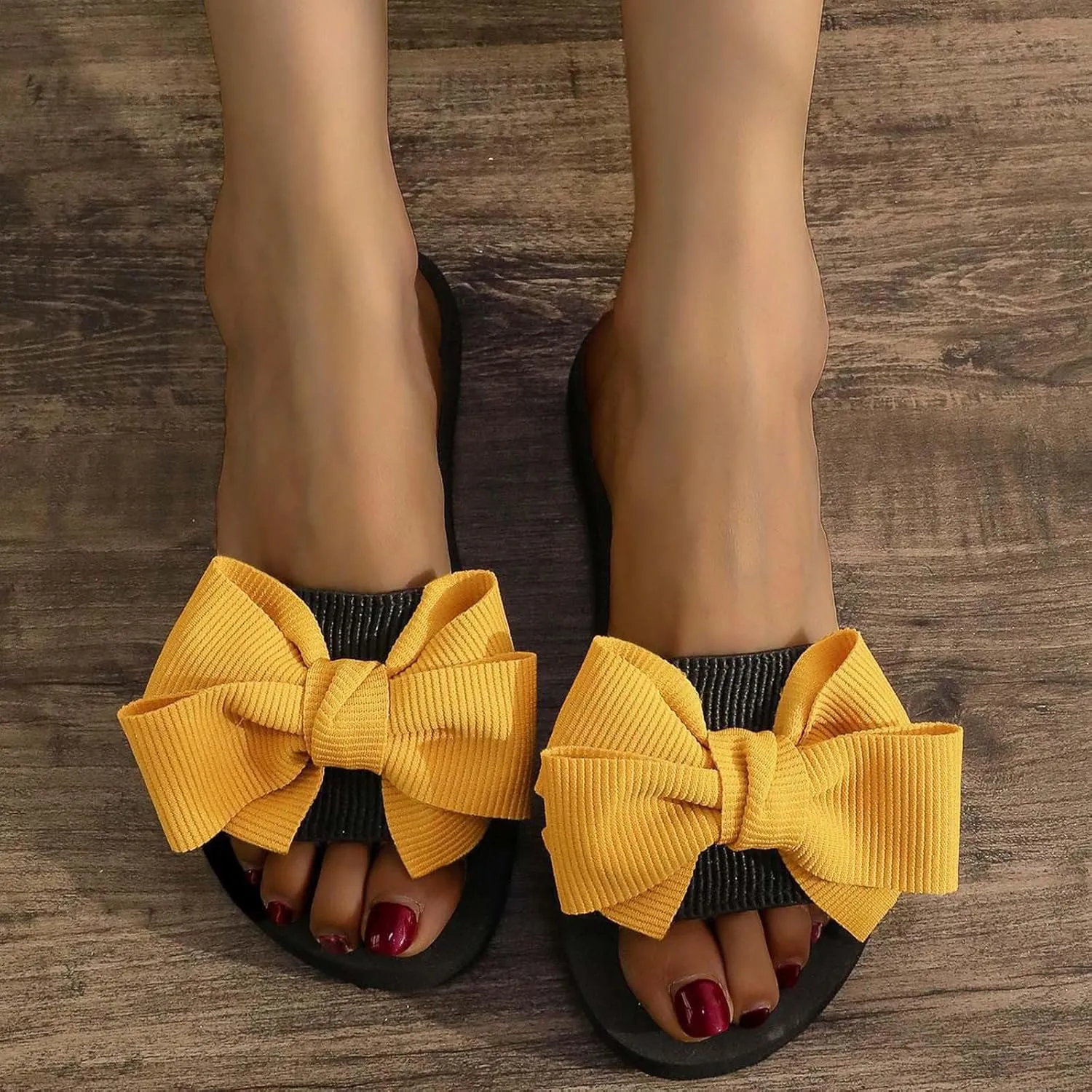 Women Shoes Sandals Dressy Bowknot Casual Fashion Lightweight Shoe Summer Dressy Slipper Slides Flat Sandal