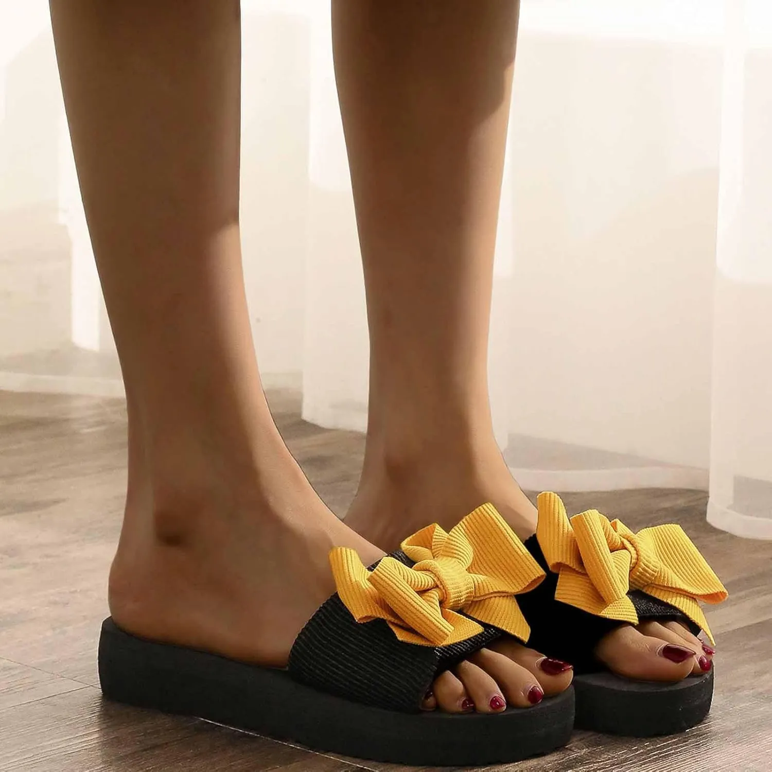 Women Shoes Sandals Dressy Bowknot Casual Fashion Lightweight Shoe Summer Dressy Slipper Slides Flat Sandal