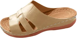 Women Summer Solid Slip On Casual Open Toe Wedges Comfortable Beach Shoes Sandals Slippers Strapped Sandals for Women
