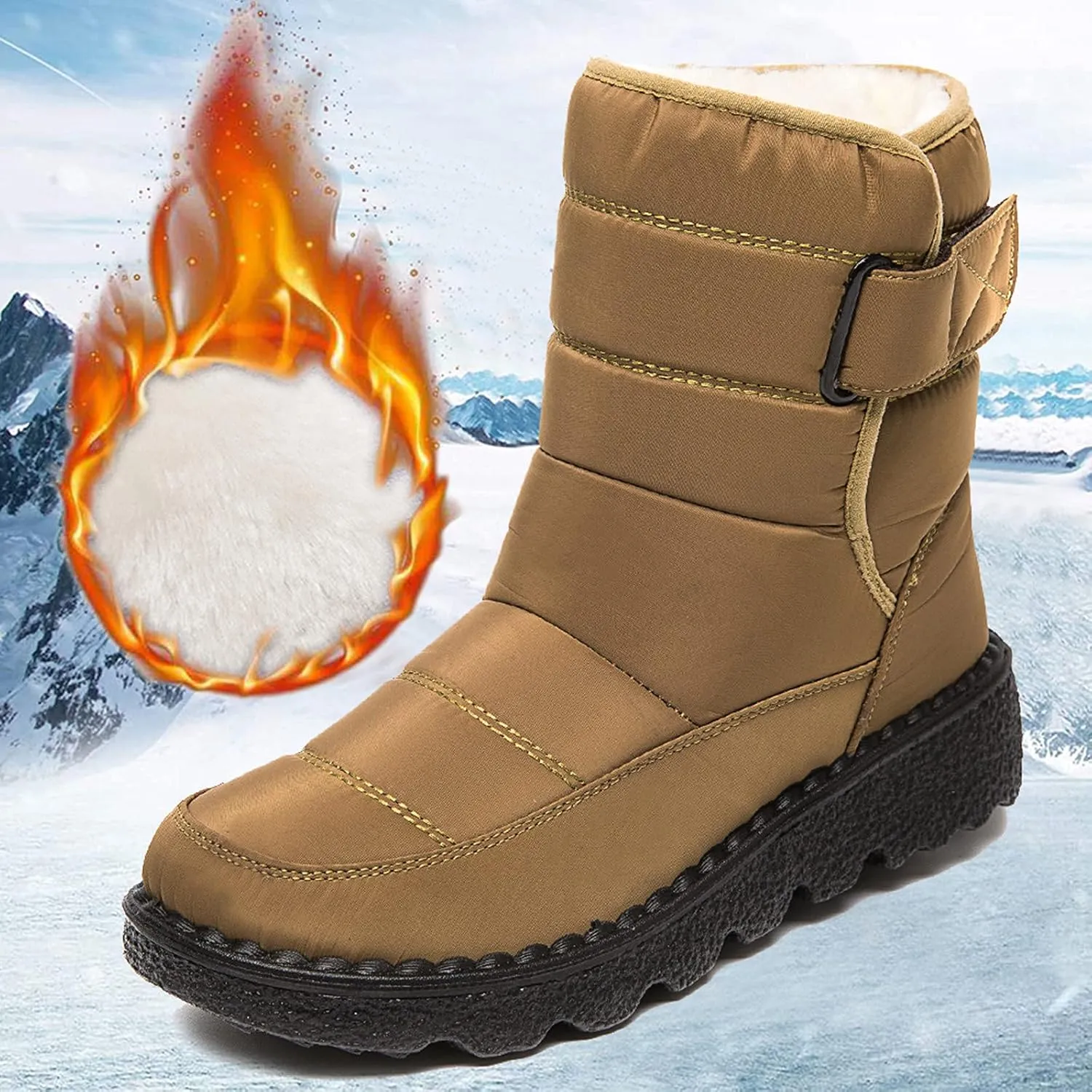 Women Winter Boots with Zipper Go Boots for Ladies Waterproof Snow Boots Womens Winter Ankle Boots Ladies Fur Lined Snow Shoes Women Barefoot Shoes Women Men's Winter Booties