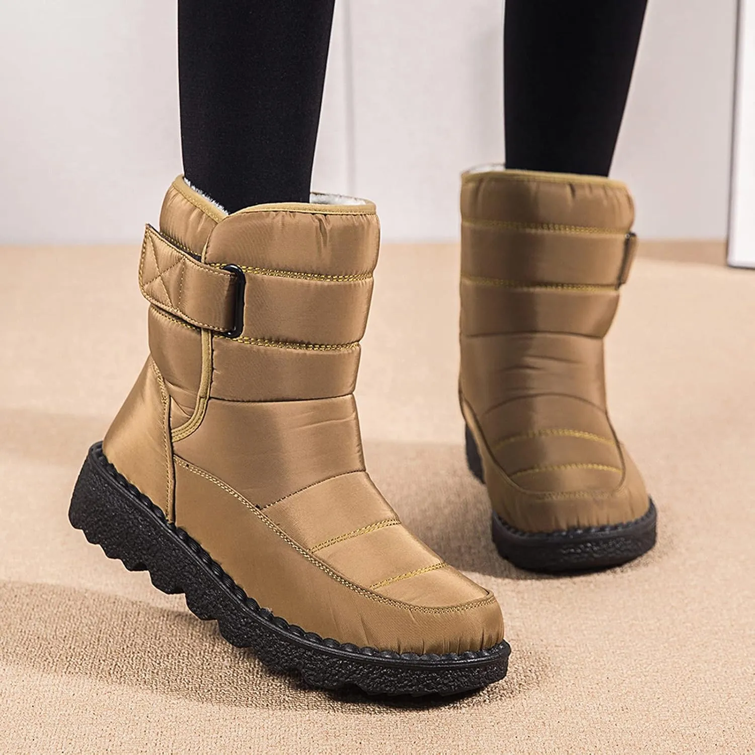 Women Winter Boots with Zipper Go Boots for Ladies Waterproof Snow Boots Womens Winter Ankle Boots Ladies Fur Lined Snow Shoes Women Barefoot Shoes Women Men's Winter Booties