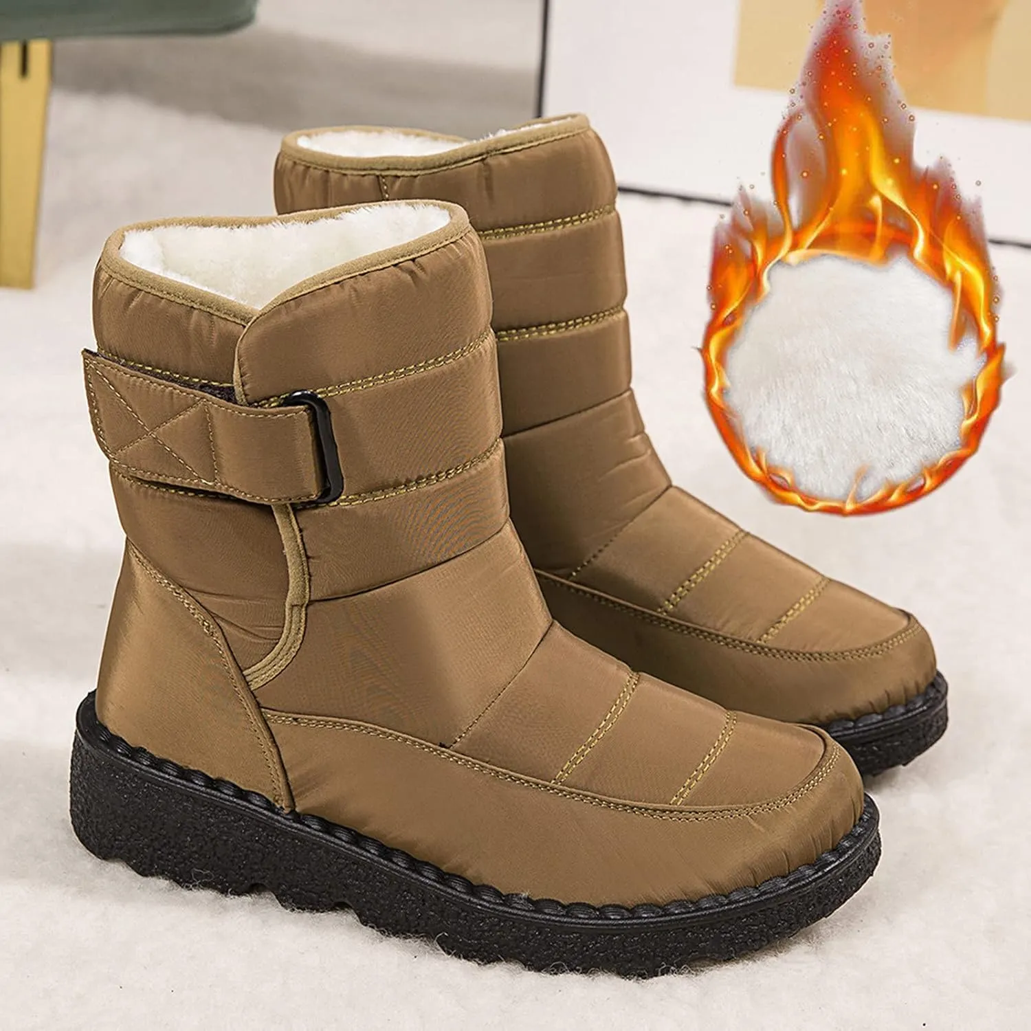 Women Winter Boots with Zipper Go Boots for Ladies Waterproof Snow Boots Womens Winter Ankle Boots Ladies Fur Lined Snow Shoes Women Barefoot Shoes Women Men's Winter Booties