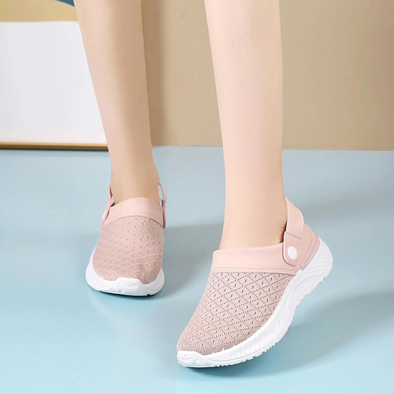Women's Backless Slip on Mesh Sneakers Shoes Running Shoes for Women Slip On Casual Black Shoes Brown Sneakers Brown Tennis Shoe Trainers Shoe