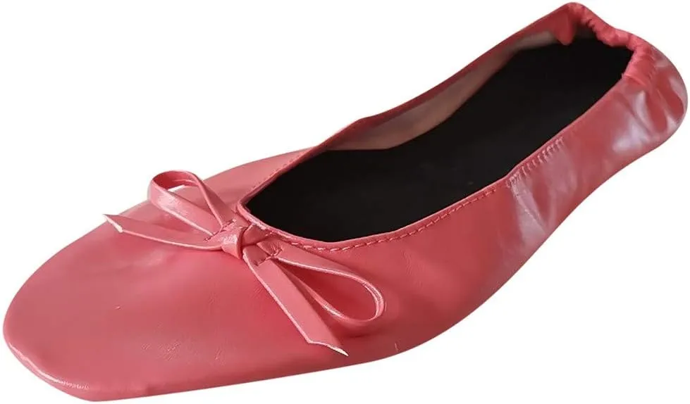 Women's Ballet Flats Round Toe Soft Foldable Dressy Flats Bow Casual Comfort Indoor Outdoor Lightweight Travel Walking Shoes