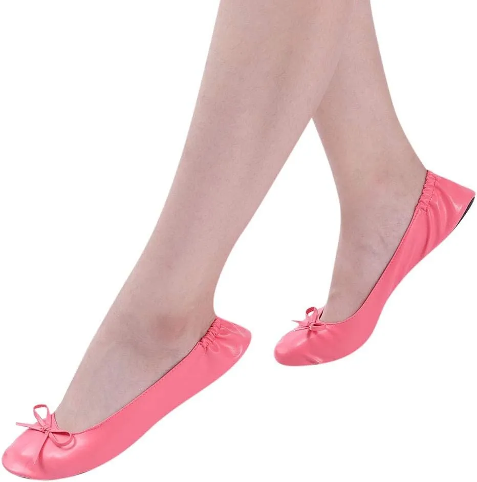 Women's Ballet Flats Round Toe Soft Foldable Dressy Flats Bow Casual Comfort Indoor Outdoor Lightweight Travel Walking Shoes