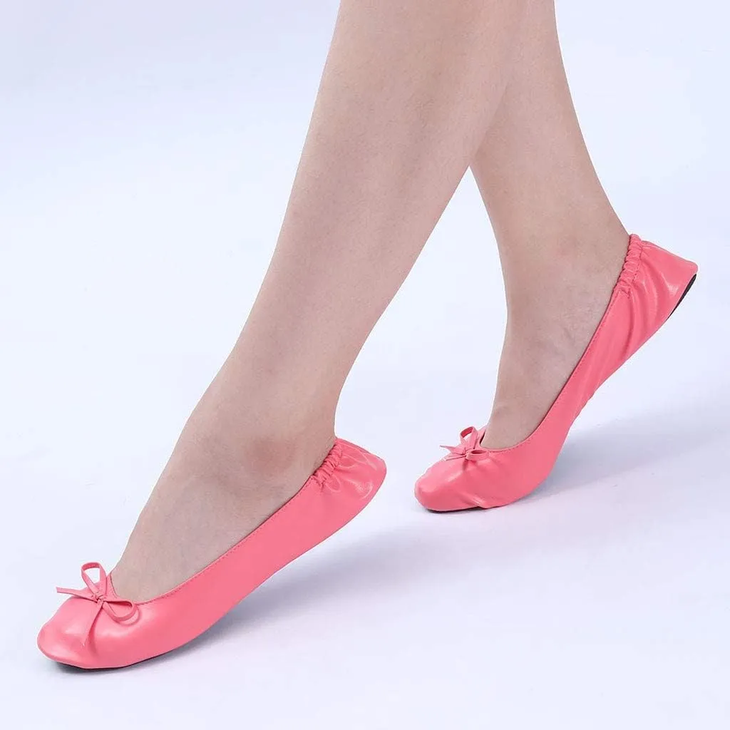 Women's Ballet Flats Round Toe Soft Foldable Dressy Flats Bow Casual Comfort Indoor Outdoor Lightweight Travel Walking Shoes