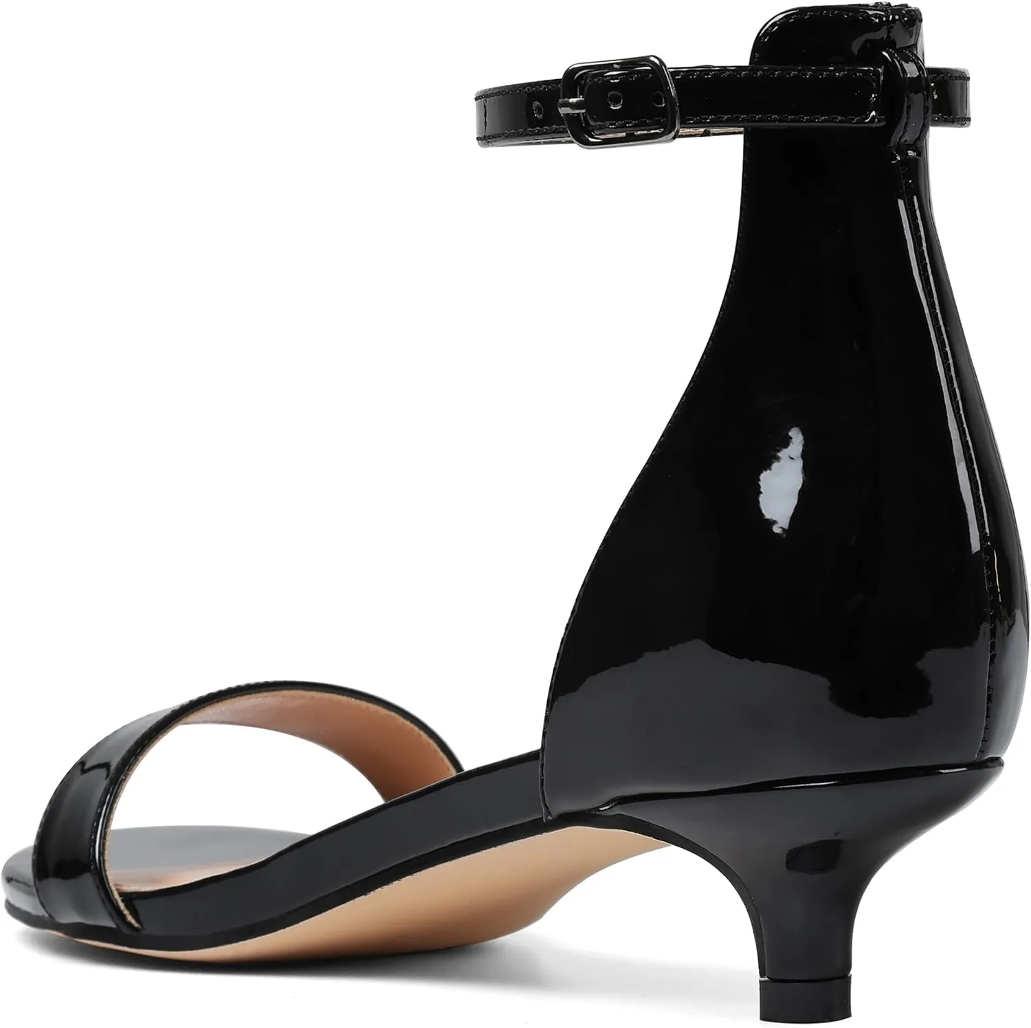 Women's Black Black Kitten Heels Low Heeled Sandals Ankle Strap 1.5 Inch Dress Summer Shoes