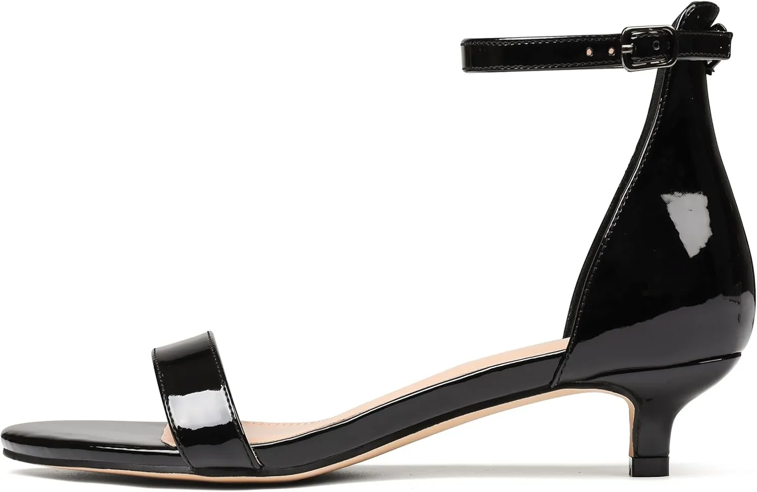 Women's Black Black Kitten Heels Low Heeled Sandals Ankle Strap 1.5 Inch Dress Summer Shoes