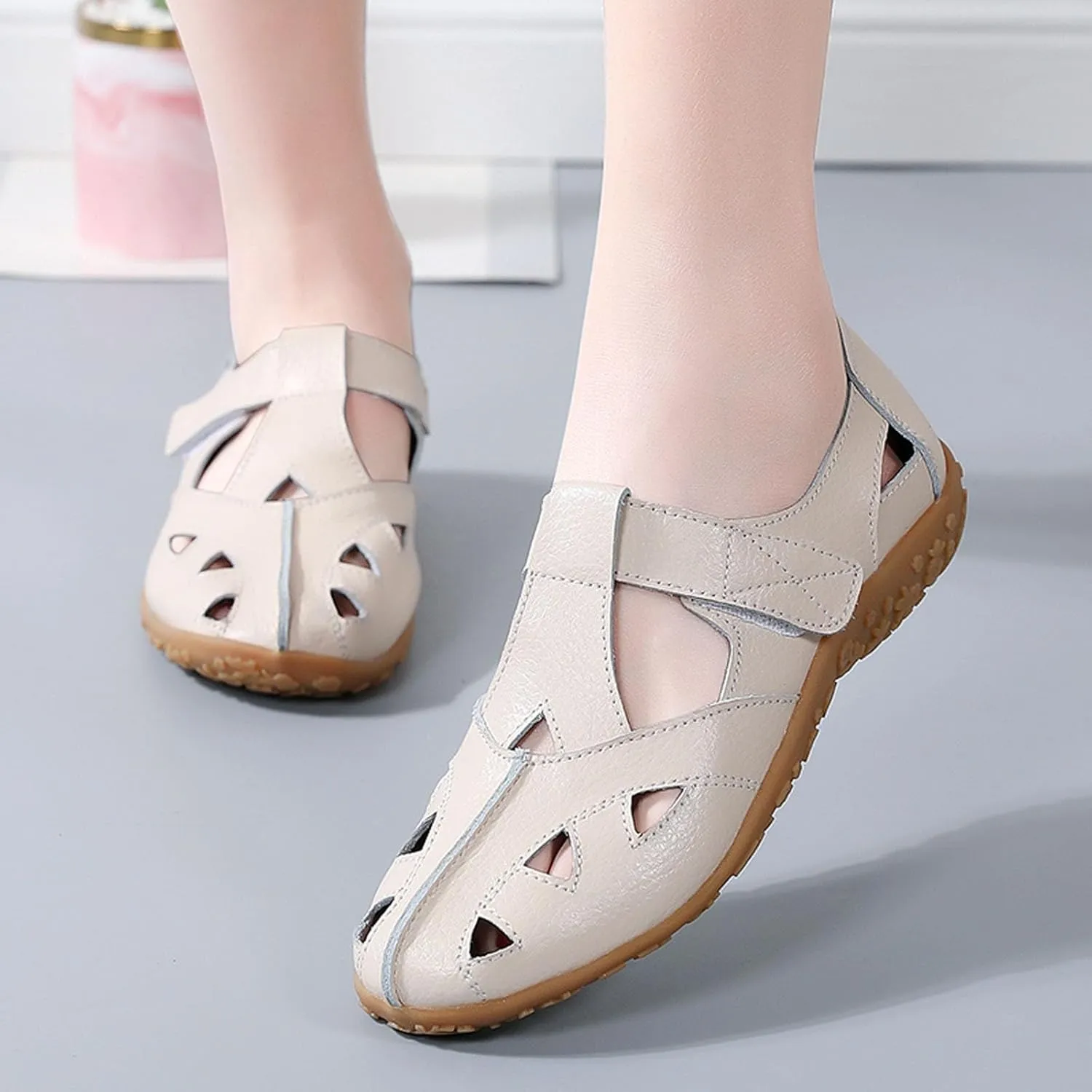 Women's Casual Slip On Shoes Comfortable Flat Walking Footwear for Spring Summer Leisure Travel Work Closed Toe