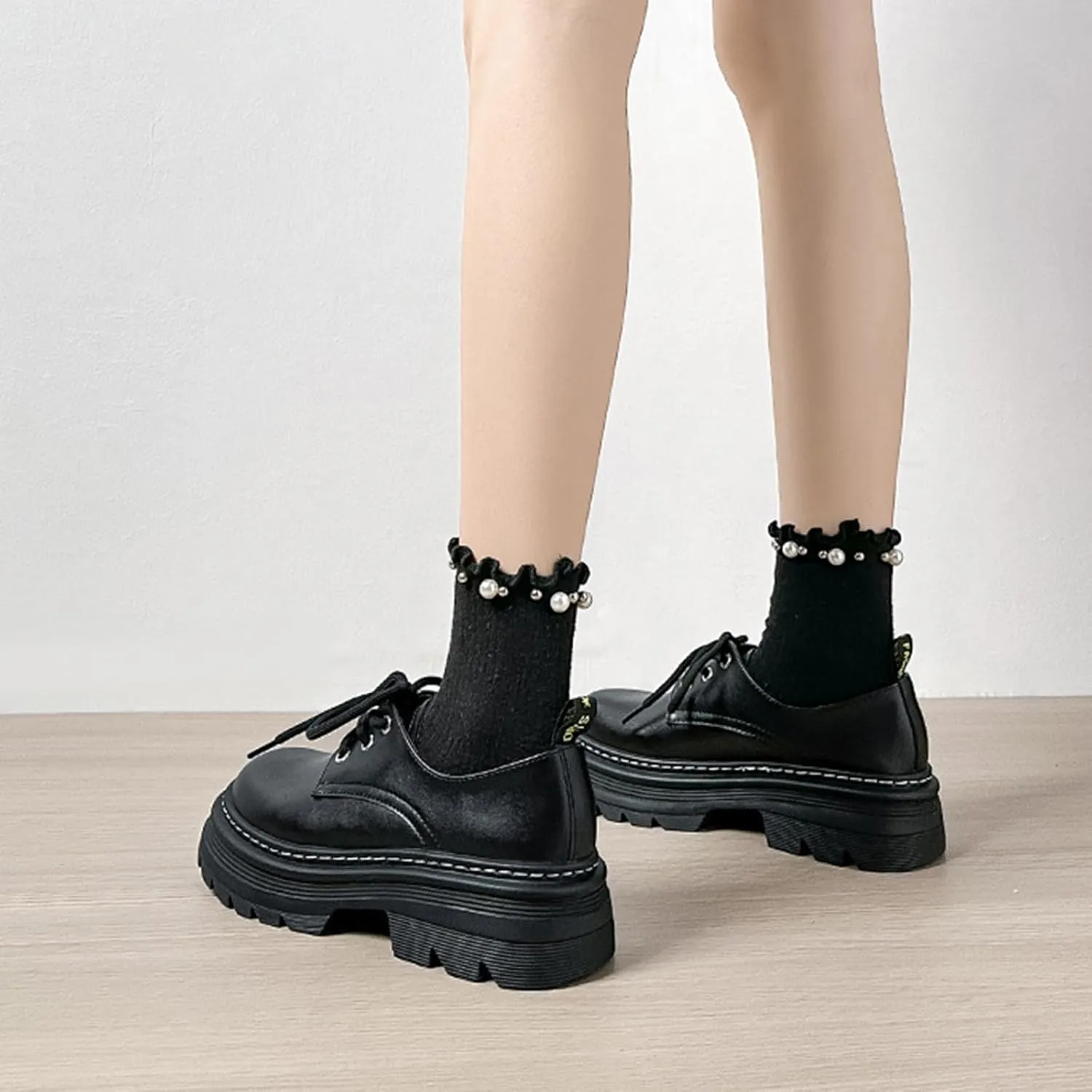 Women's Classic Fashion Platform Loafers, Round Toe Spring/Autumn Casual Shoes with Thick Sole, Lace-up, Chunky Heel - Slip-on Leather Shoes