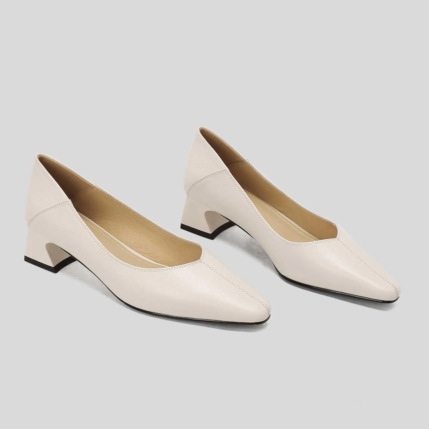 Women's Closed Toe Chunky Heels Low Block Heel Office Work Shoes Slip On Pointed Toe Dress Comfortable Pumps 2 Inch Heel Matte Loafers Shoes