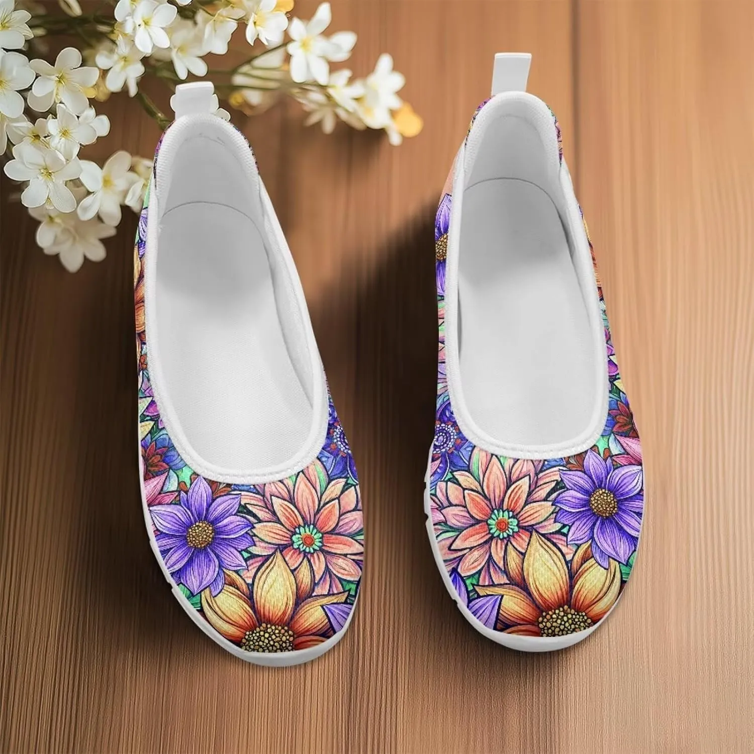 Womens Comfort Mesh Loafers Classic Slip-Ons Casual Bussiness Shoes Lightweight Walking Flats Everyday Work Shoes White Sole