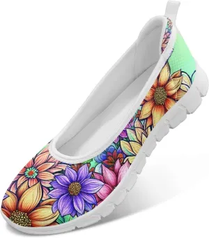 Womens Comfort Mesh Loafers Classic Slip-Ons Casual Bussiness Shoes Lightweight Walking Flats Everyday Work Shoes White Sole
