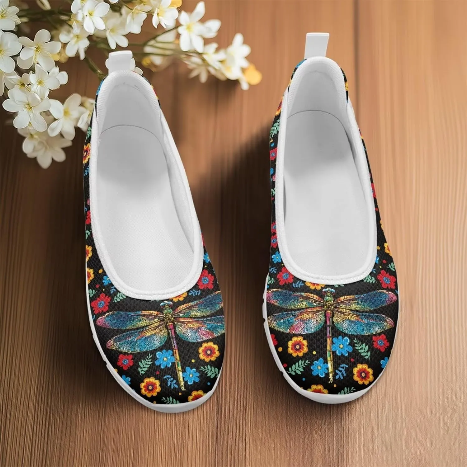 Womens Comfort Mesh Loafers Classic Slip-Ons Casual Bussiness Shoes Lightweight Walking Flats Everyday Work Shoes White Sole