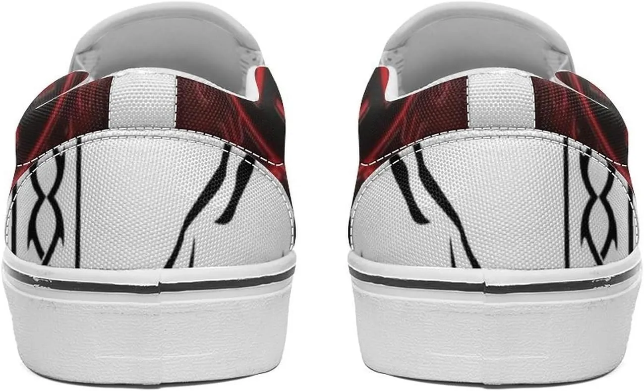Women's Fashion Slip Ons Sneakers, Casual Canvas Low-Top Walking Shoes, 3D Printed Unique Viking Symbol Comfortable Breathable Street Flats