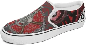 Women's Fashion Slip Ons Sneakers, Casual Canvas Low-Top Walking Shoes, 3D Printed Unique Viking Symbol Comfortable Breathable Street Flats