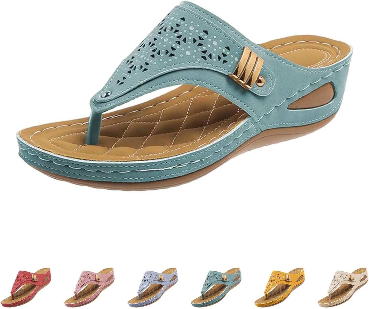 Womens Flat Sandals Flip Flops Arch Support With Arch Support Comfortable Leather Flip Flops Women Comfy Platform Sandals