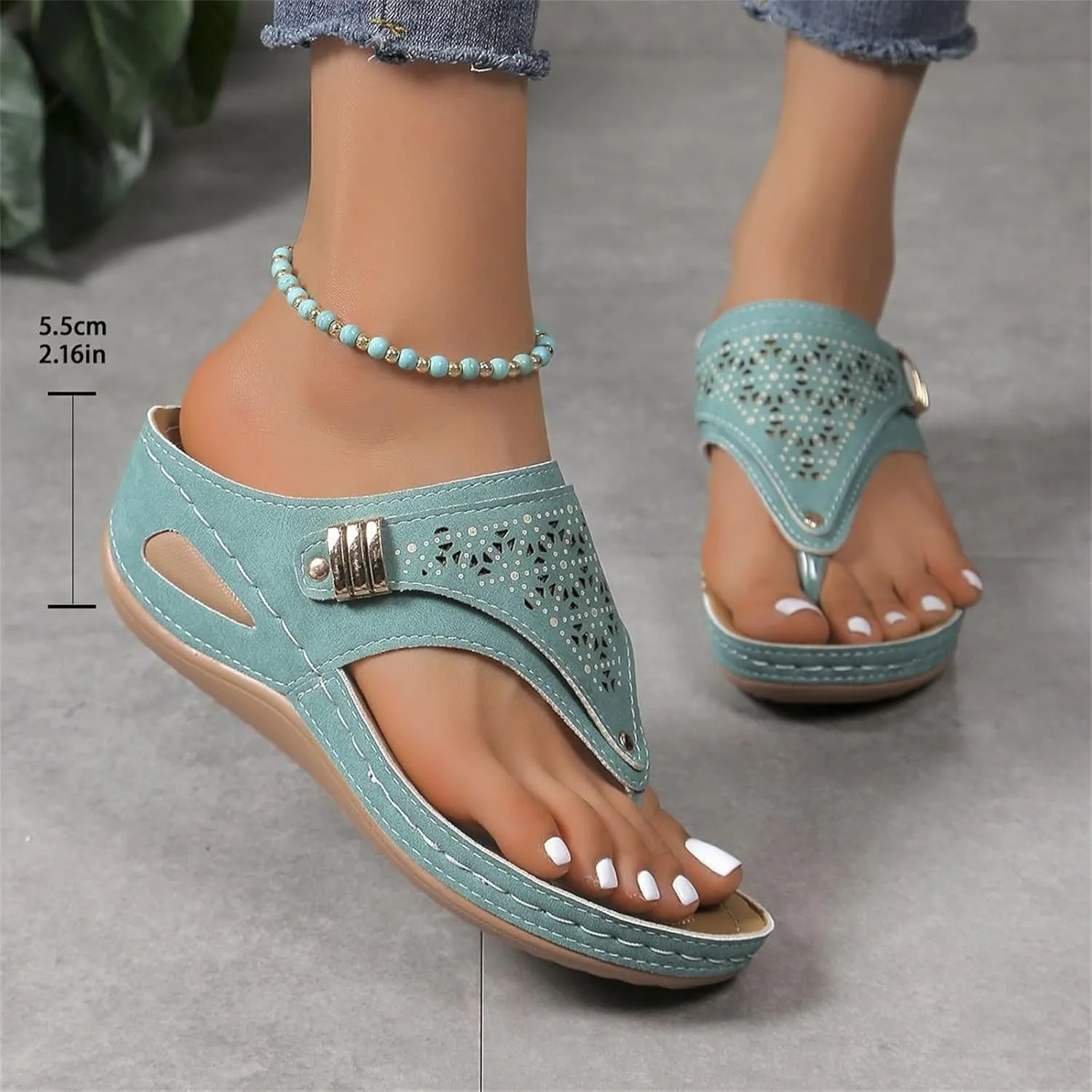 Womens Flat Sandals Flip Flops Arch Support With Arch Support Comfortable Leather Flip Flops Women Comfy Platform Sandals