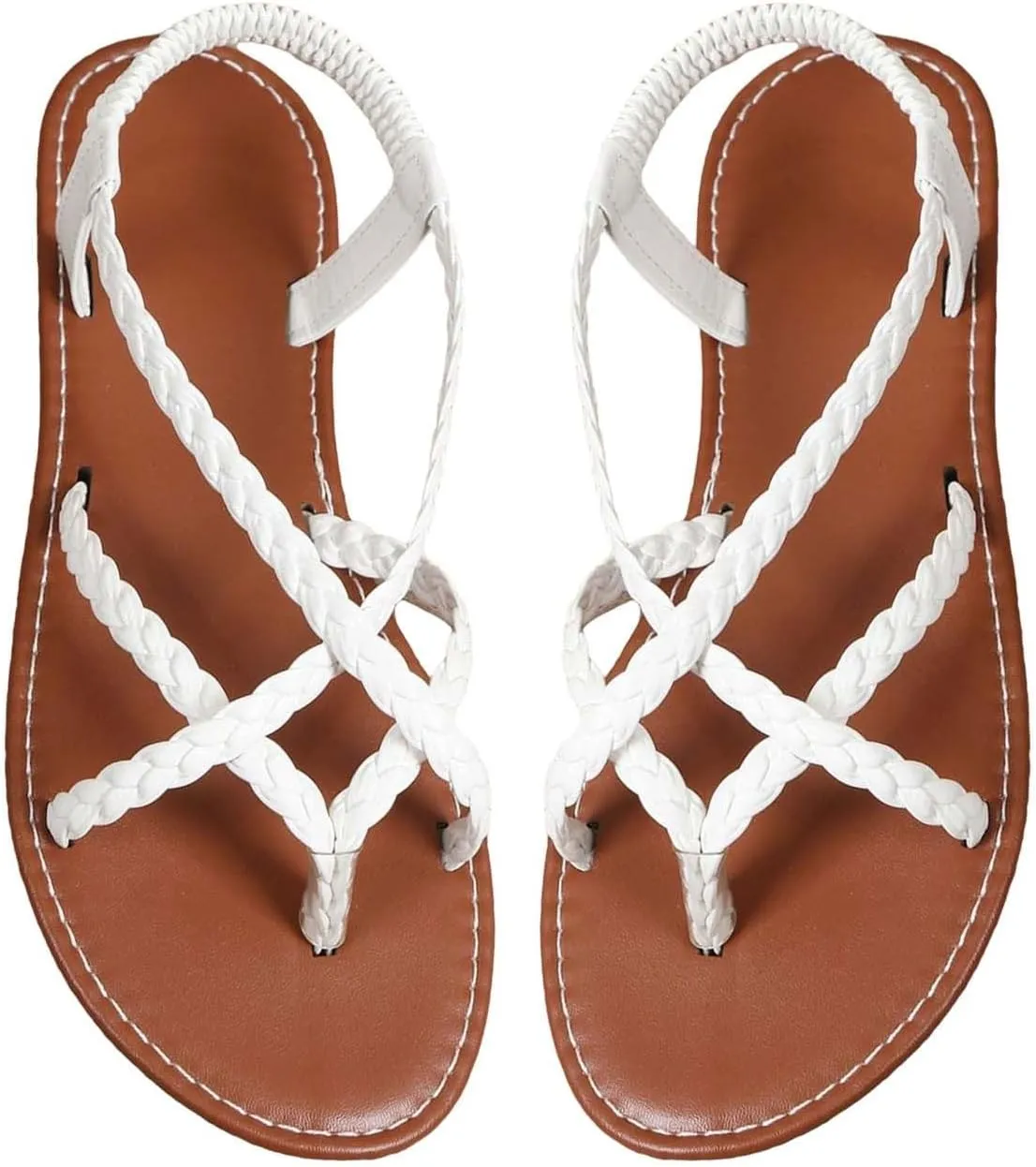 Womens Flat Sandals Strappy Thong Sandals Casual Elastic Strap Flip Flops Slingback Beach Flip Flops