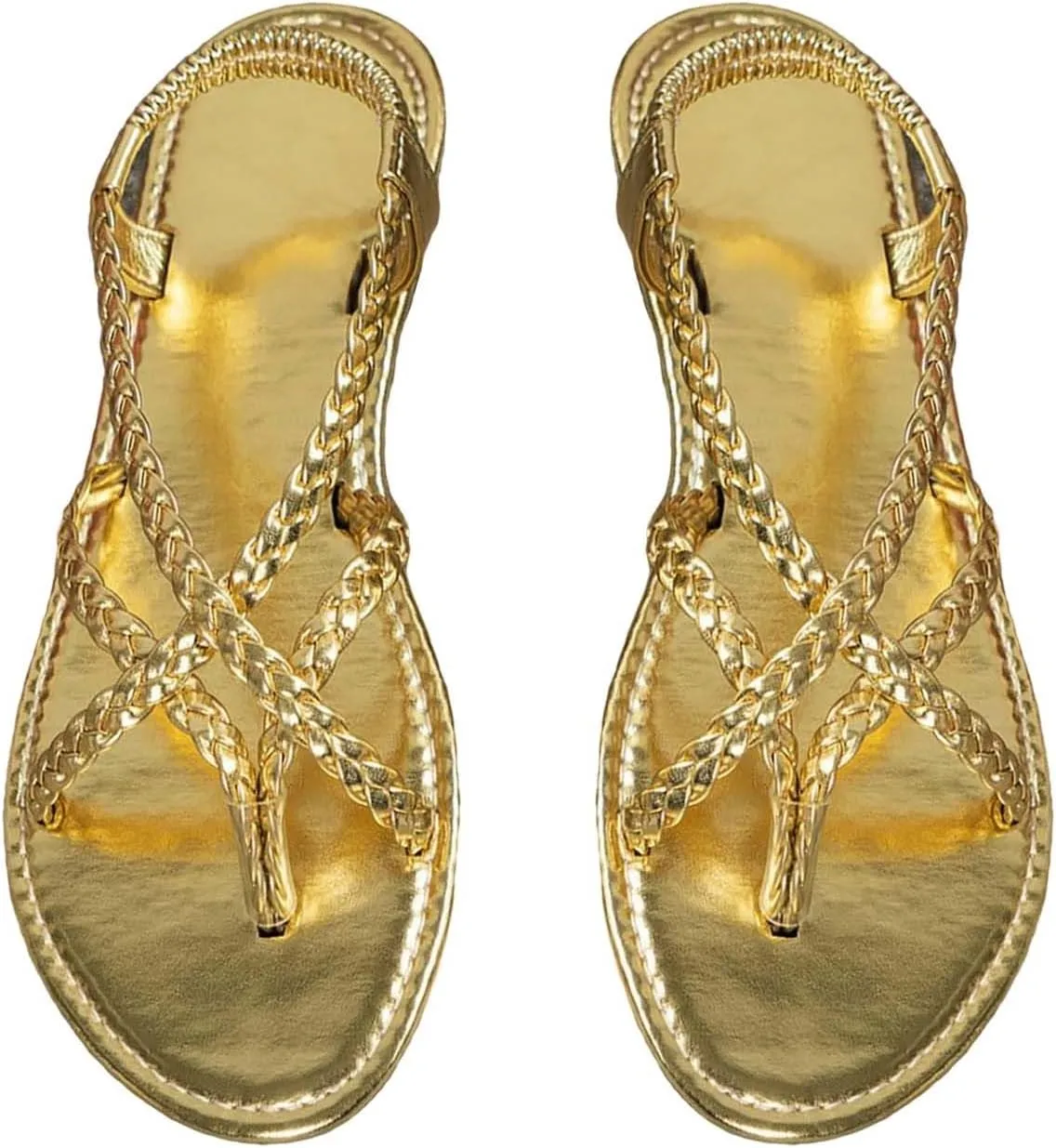 Womens Flat Sandals Strappy Thong Sandals Casual Elastic Strap Flip Flops Slingback Beach Flip Flops