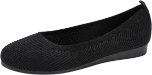 Womens Flat Shoes Knit Ballet Shoes Round Toe Slip on Loafer Casual Business Shoe Comfort Soft Office Flats