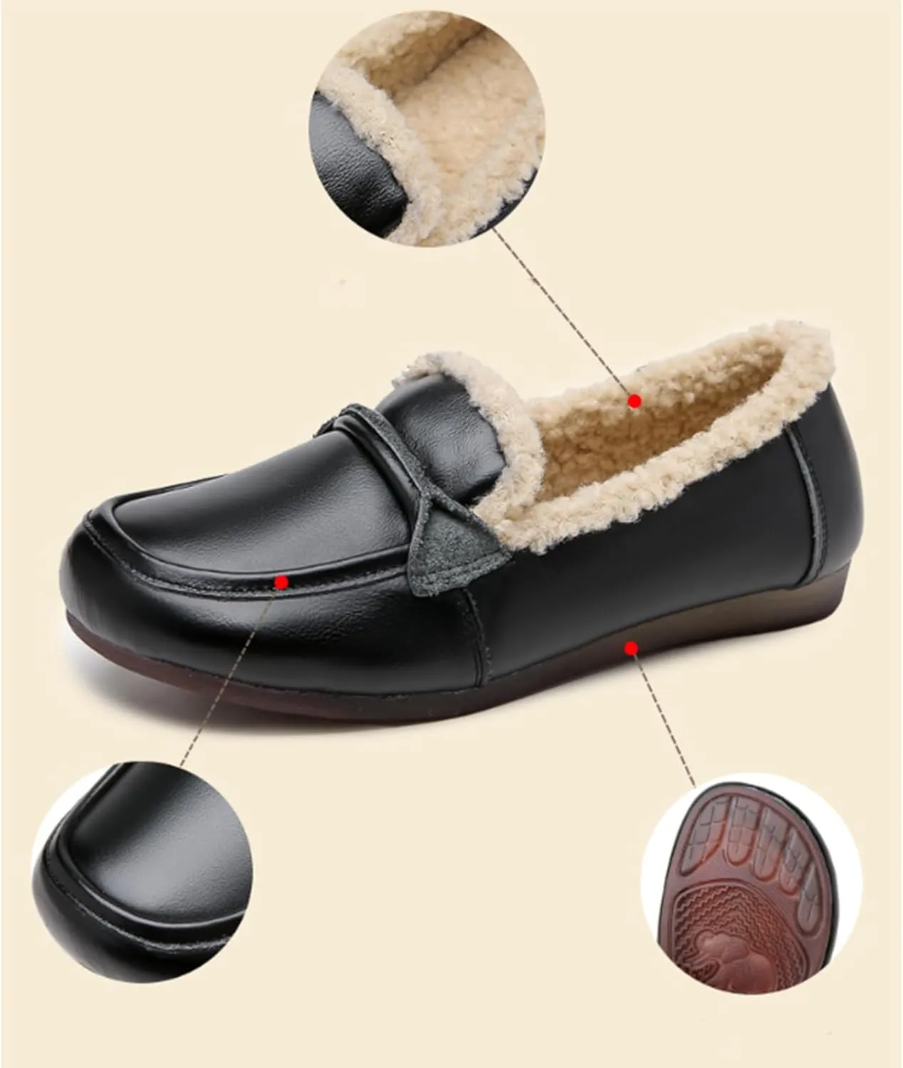 Women's Genuine Leather Slip-On Penny Loafers, Fashion Retro Soft Sole Flats, Casual Comfortable Lightweight Driving Work Shoes