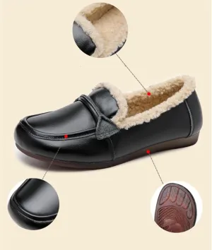 Women's Genuine Leather Slip-On Penny Loafers, Fashion Retro Soft Sole Flats, Casual Comfortable Lightweight Driving Work Shoes