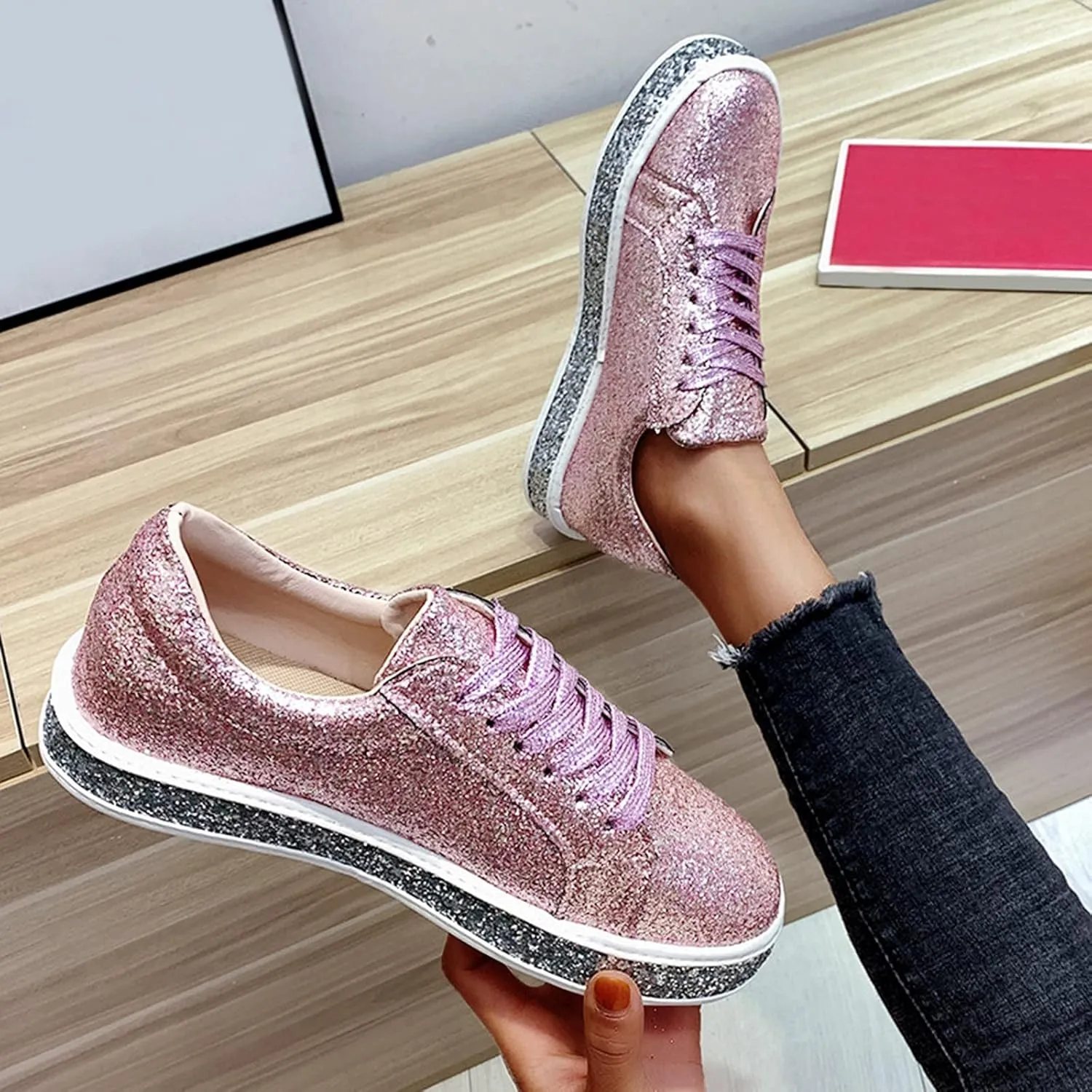Womens Gold Platform Sneakers Size 11 Slip On Sneakers Women Wide Winter Black Shoes Women Slip On Wedges White Fashion Sneakers Women Arch Support Zapatos para Entrenar De Mujer Gym