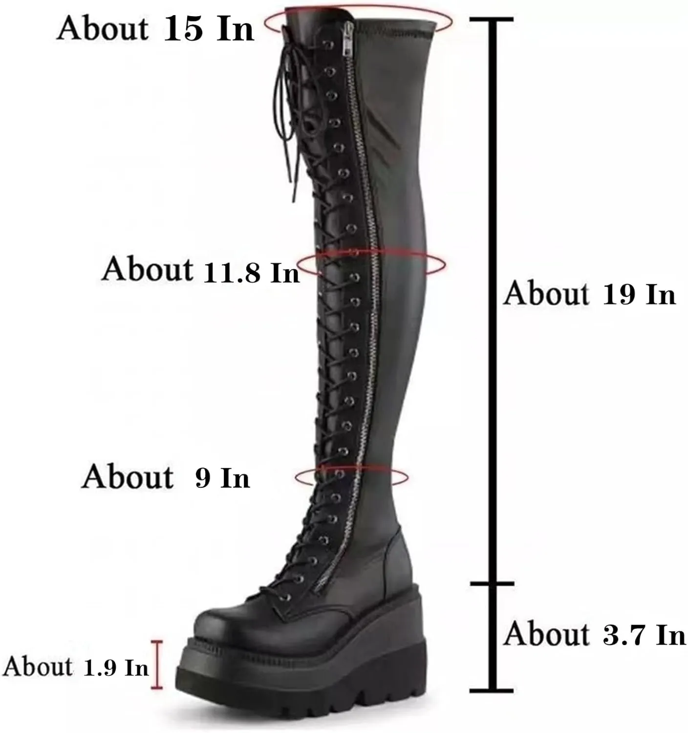 Womens High Platform Over The Knee Thigh Wedges Booties Winter Buckles Punk Knee Thigh High Combat Motorcycle Boots