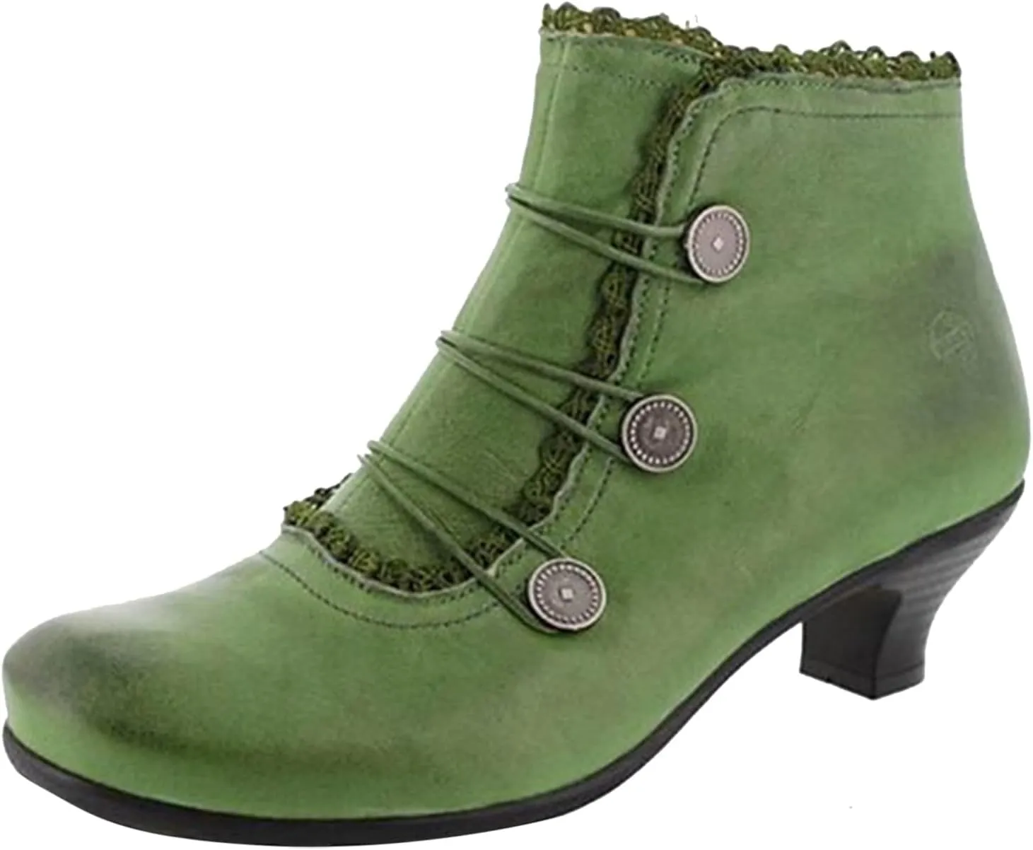 Women's Leather Boots Round Toe Retro Lace Round Buckle Short Boots Low Heel Boots Mens Boots Size 13