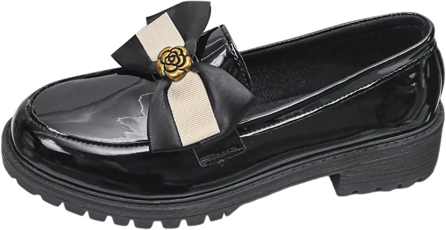 Womens Loafers Platform Slip-On Shoes Comfortable Work Shoes Business Casual Shoes Chunky Leather Penny Loafers