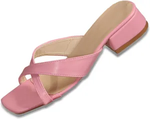 Women's New Women's Shoes Summer Square Toe Fish Mouth Sandals Women's Thick Heel Mid Heel Womens Cork Sandals Size 11