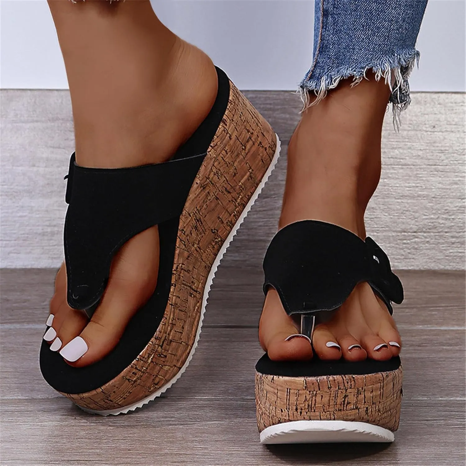 Womens Platform Flip Flops Dressy Summer Comfort Chunky Thong Wedges Sandals Wedge Heels Lightweight Wide Width Comfortable