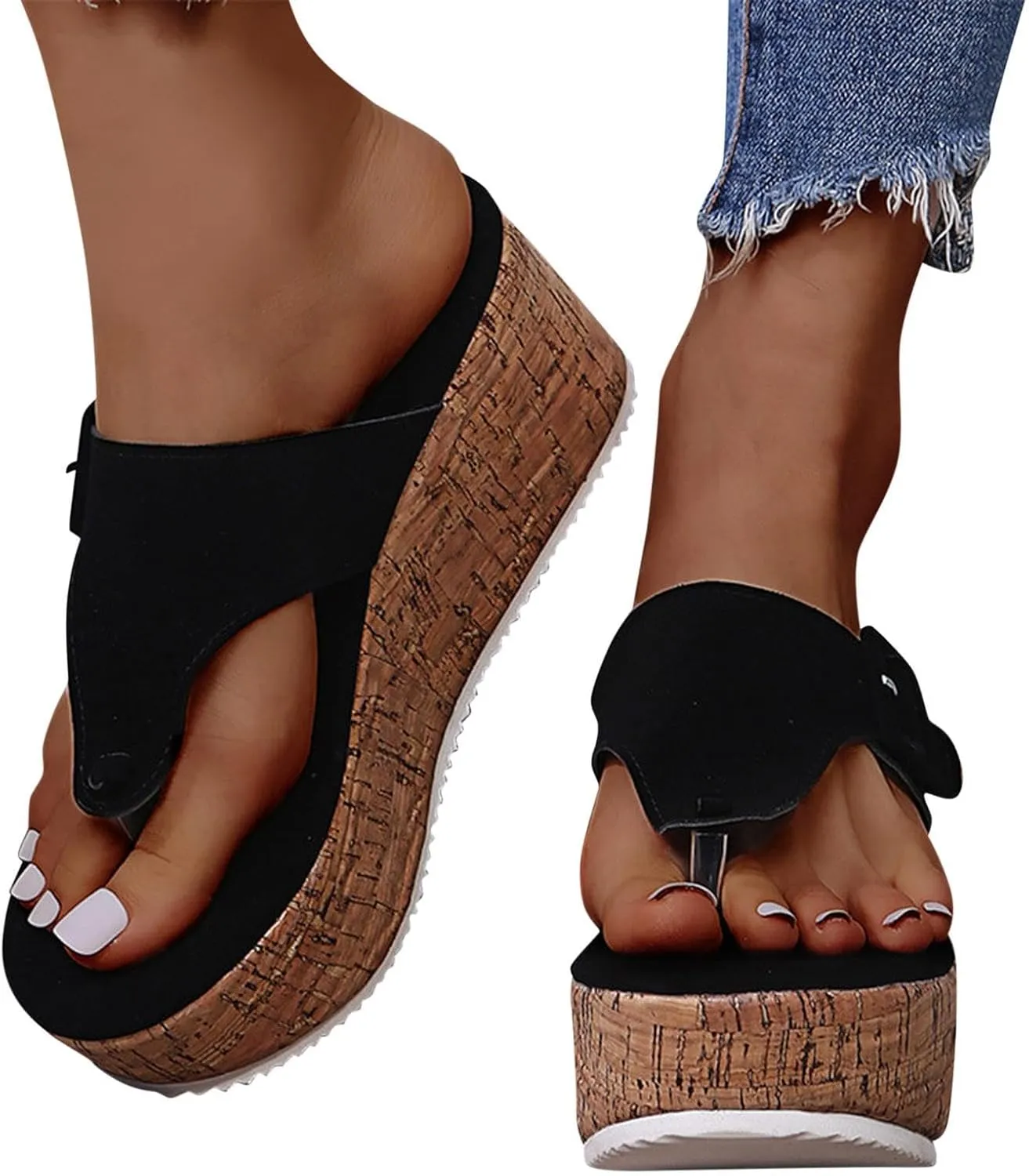 Womens Platform Flip Flops Dressy Summer Comfort Chunky Thong Wedges Sandals Wedge Heels Lightweight Wide Width Comfortable
