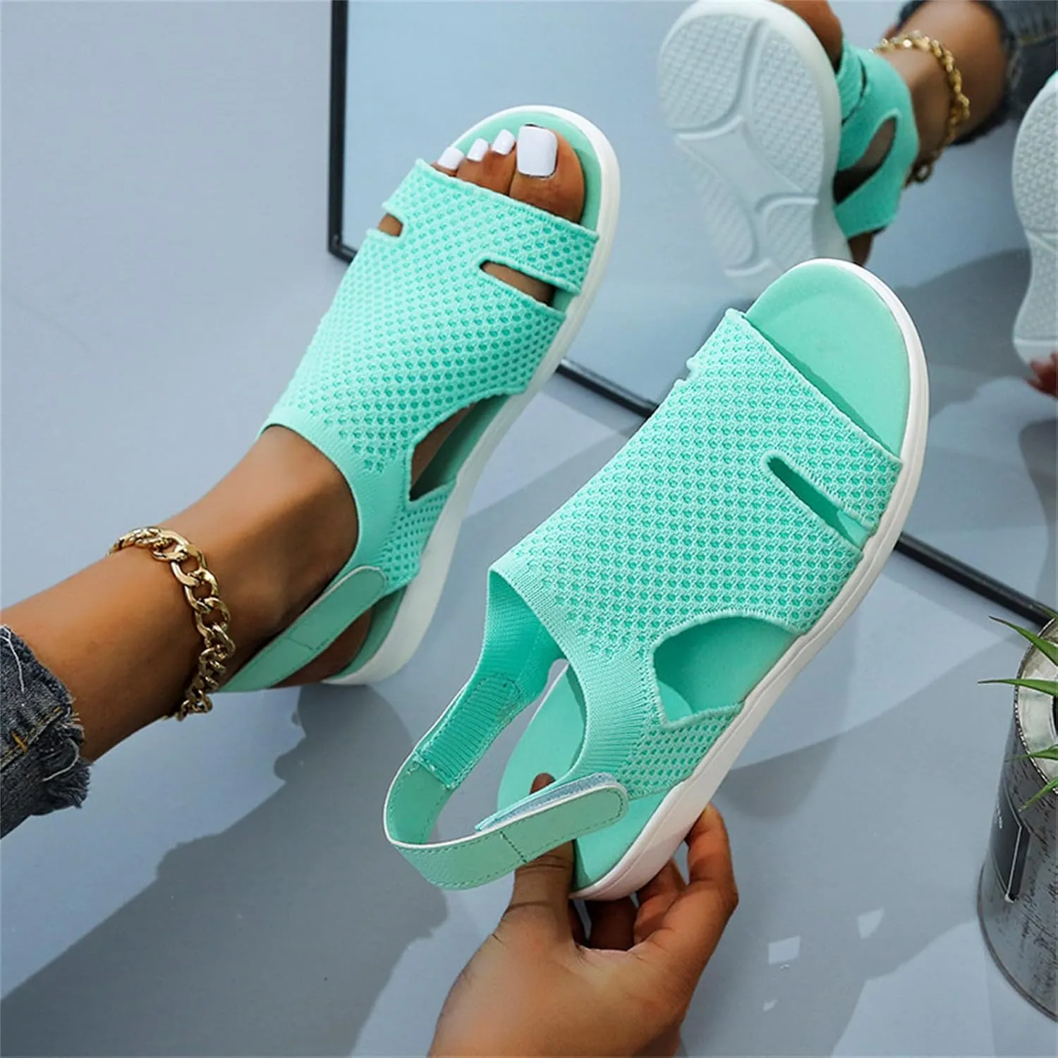 Womens Sandals Comfortable Dressy Wedge Platform Sandals Ankle Strap Summer Casual Beach Walking Orthopedic Shoes