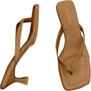 Womens Sandals Low Strappy Lace up Heels Open Square Toe Thong Ankle Strap Heels Sexy Fashion Comfort Dress Shoes