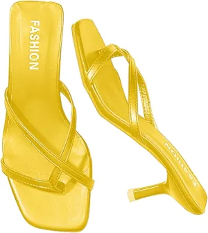 Womens Sandals Low Strappy Lace up Heels Open Square Toe Thong Ankle Strap Heels Sexy Fashion Comfort Dress Shoes