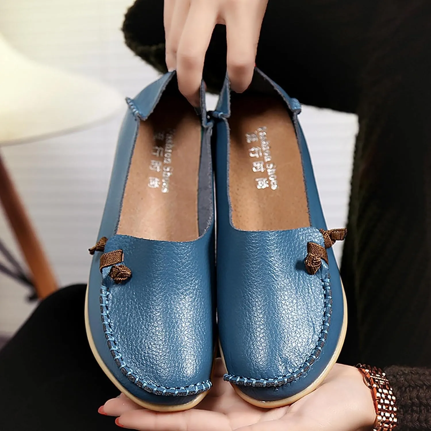 Womens Shoes Fall 2024White Leather Sneakers for Women Loafers for Women Fashion Casual Comfy Soft Womens Christmas Shoes Comfortable & Lightweight