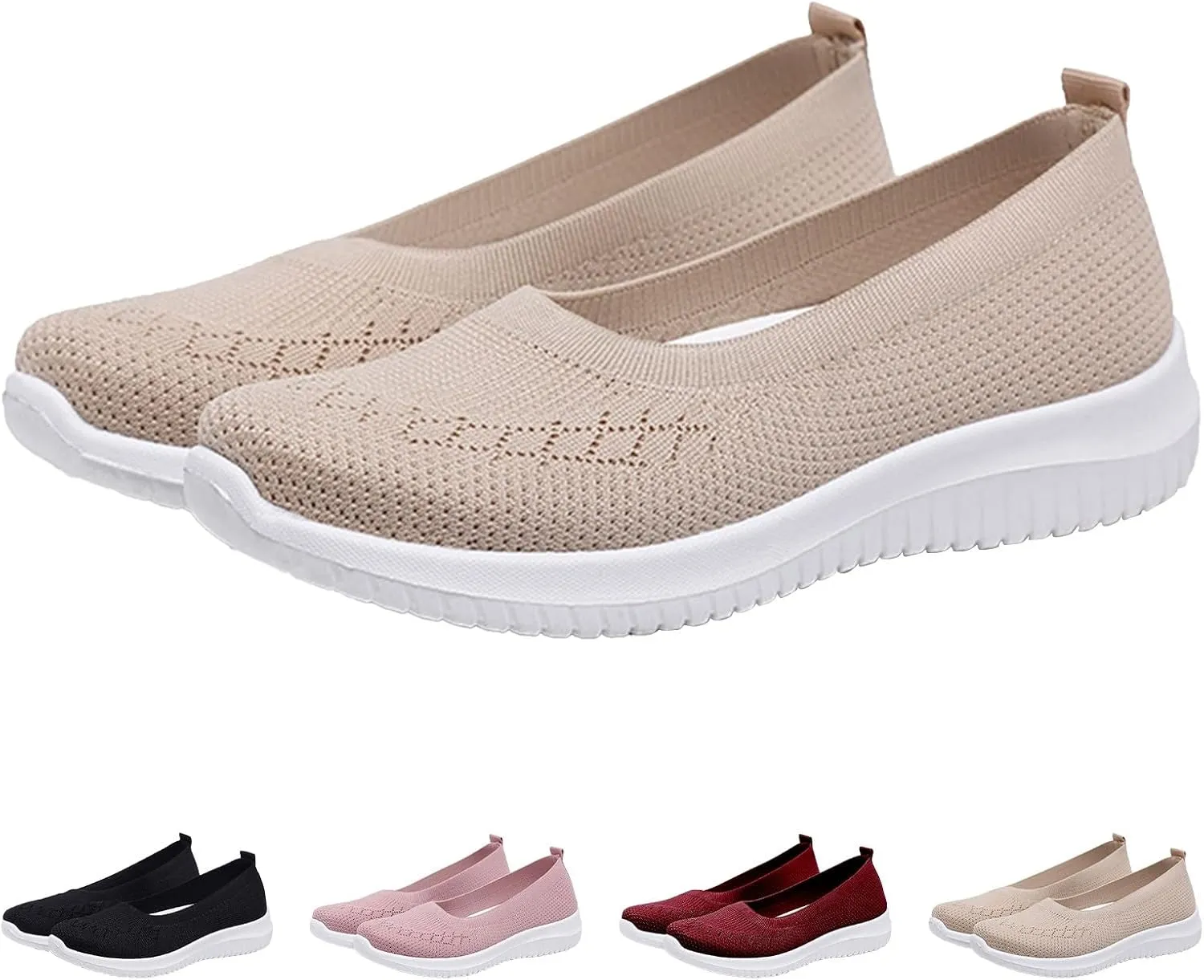 Womens Shoes Slip On Cute Round Toe Women's Sneakers Loafers Casual Solid Color Lightweight Running Shoes Loafers for Women Casual Walking Shoe