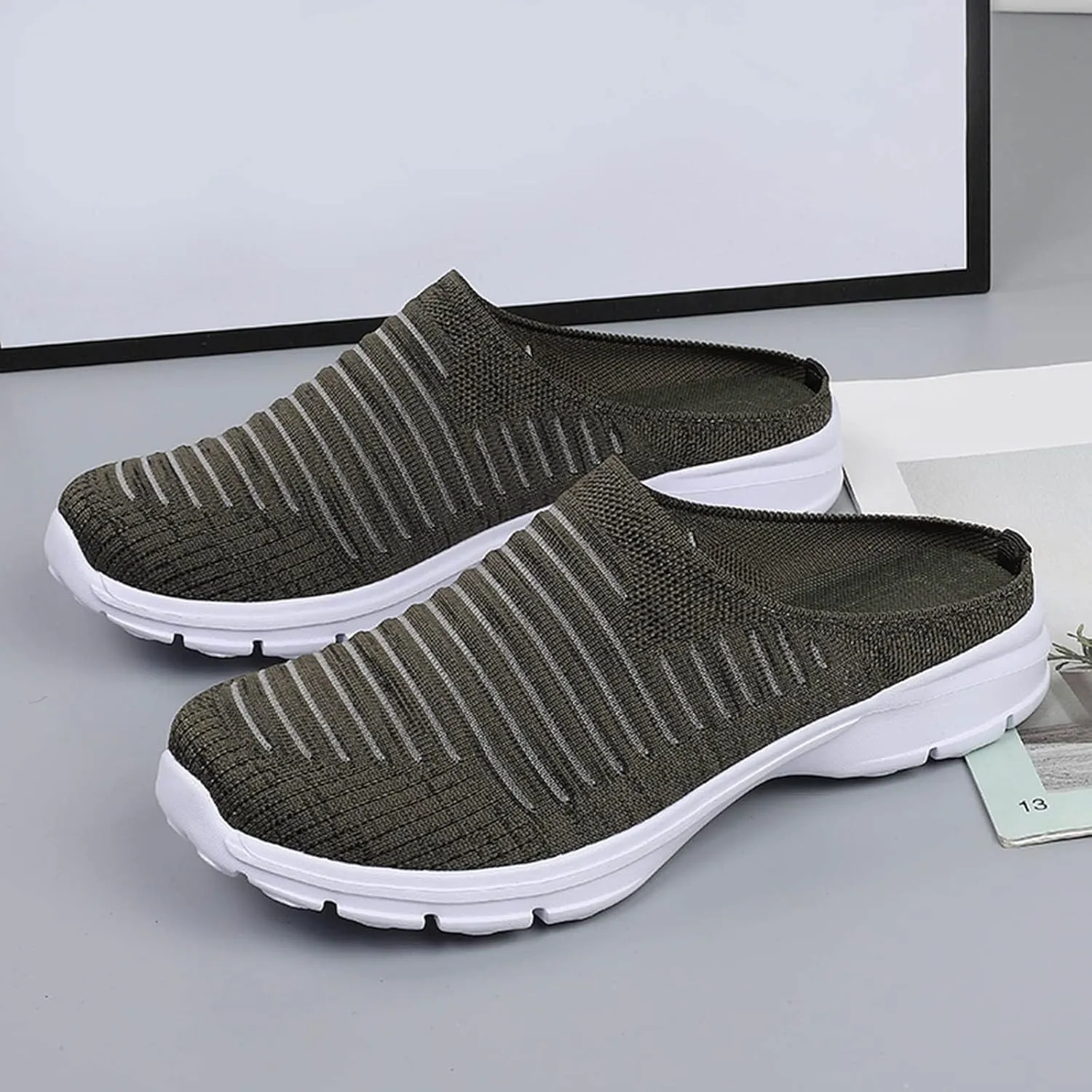 Women's Slip-on Mule Sneakers Lightweight Tennis Shoes Womens Food Service Ladies Casual Shoes Fashion Sneakers White Tennis Shoe Trainers Shoe
