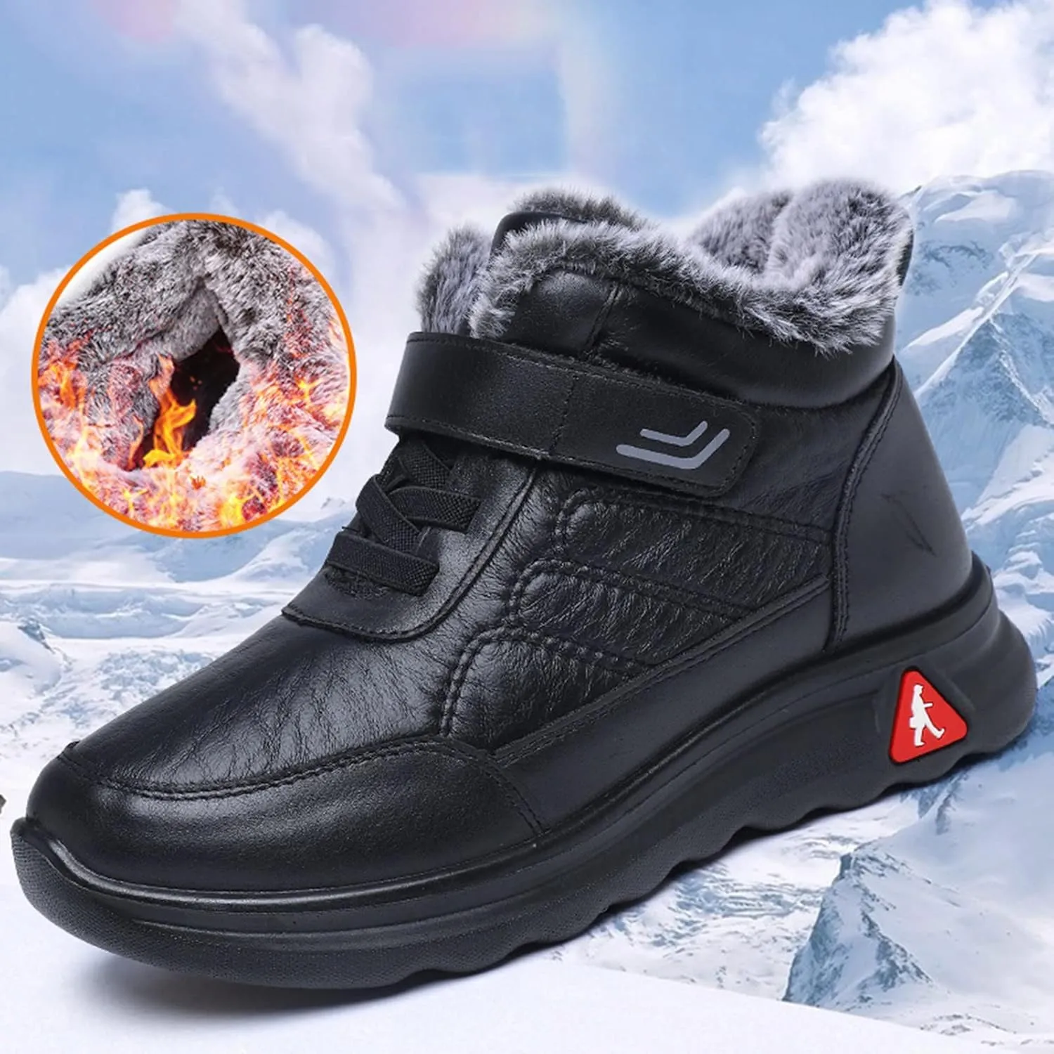 Women's Snow Boots with Heels Snow Shoe Boots for Ladies Winter Snow Zip Up Boots for Women Fur Lined Women's Slip On Boot Winter Orthopedic Shoes for Women Mens Snow Booties